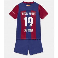 Barcelona Vitor Roque #19 Hjemmedraktsett Barn 2023-24 Kortermet (+ korte bukser)